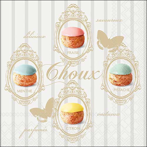 Serwetki 33x33 cm - Cream puffs , Tartaletki,  praliny,  czekolada