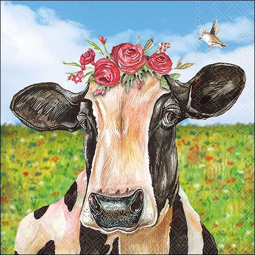 Servietten 33x33 cm - Mia , Kühe,  Vögel,  Rosen,  Blumen,  Tiere
