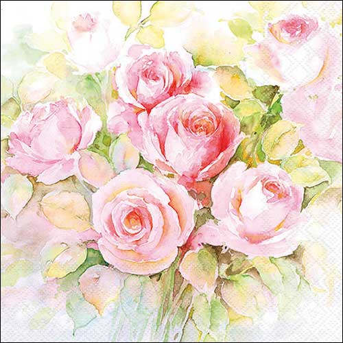 Servilletas 33x33 cm - Watercolour roses , Rosas,  flores