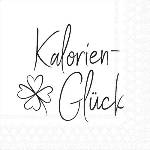 Serwetki 33x33 cm - Kalorienglück , kalorie,  szcz??cie,  je??,  gotowa?,  cieszy? si?,  s?odycze,  czekoladki,  je??,  tekst,  czekolada,  mówi?c