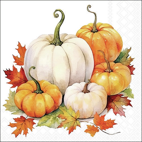 Servilletas 33x33 cm - Pumpkin season , Hojas,  Calabazas,  Follaje,  Verduras