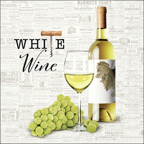 Servilletas 33x33 cm - White wine , Vino blanco,  Vino,  Uvas,  Vino espumoso,  Frutas