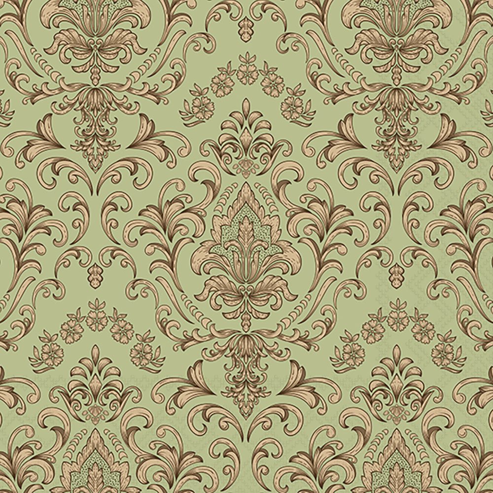 Servietten 33x33 cm - Baroque ornament green