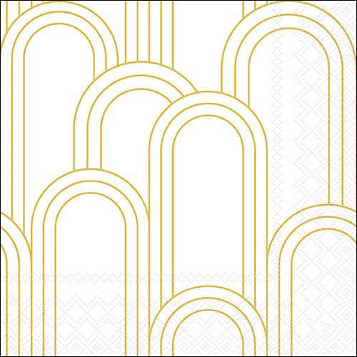 Servilletas 33x33 cm - Geometric lines gold/white , blanco,  oro,  Arte,  Muestra,  Pintura