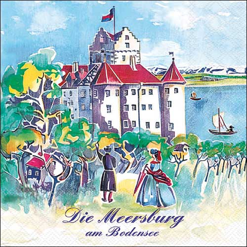 Servietten 33x33 cm - Die Meersburg , Bodensee,  Meersburg,  Schloß,  Burg,  Urlaub,  Länder,  Personen,  Schiffe,  Regionen,  Persönlichkeiten,  Meer