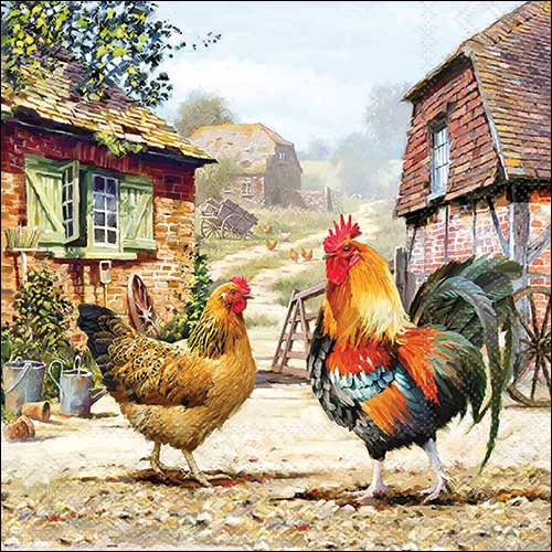 Servilletas 33x33 cm - Rooster ranch , Pollos,  Granja,  Granja,  Polla,  Animales