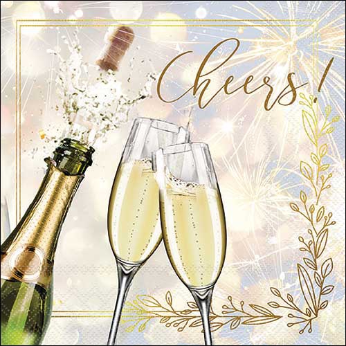 Servilletas 33x33 cm - Popping bottle , Fiesta,  Champgner,  Nochevieja,  Celebración,  Fiesta,  Vino,  Año Nuevo,  Eventos,  Vino espumoso