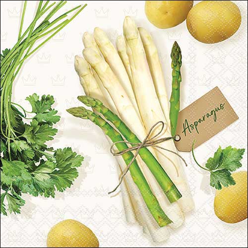 Tovaglioli 33x33 cm - Delicious asparagus , Patate,  Prezzemolo,  Asparagi,  Verdure