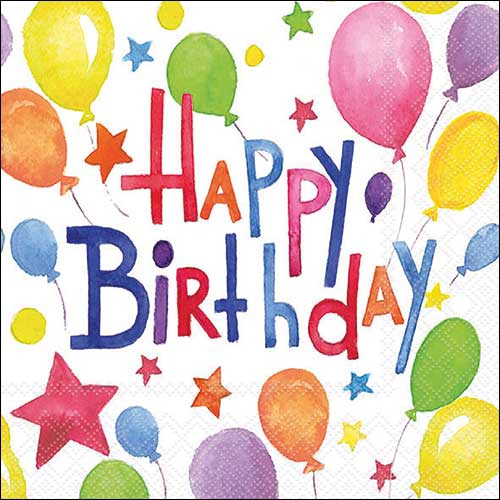 Tovaglioli 33x33 cm - Colourful birthday , Palloncini,  Partito,  Compleanno,  I bambini,  Palloncino,  Eventi