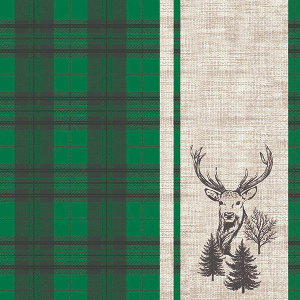 Servilletas 33x33 cm - Deer plaid green