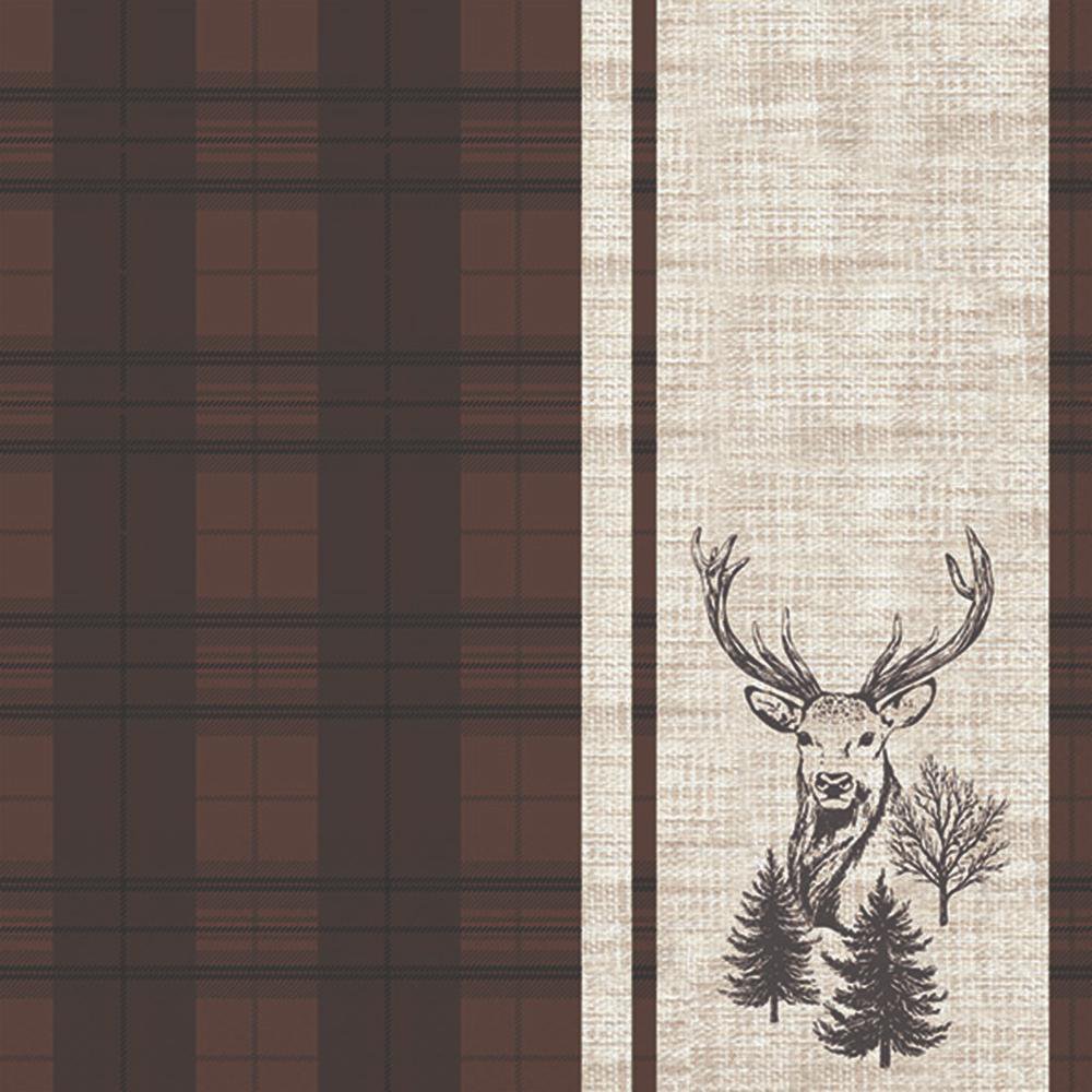 Servilletas 33x33 cm - Deer plaid brown, consulte,  Cornamenta,  marrón,  Ciervo,  corzo,  Patrón