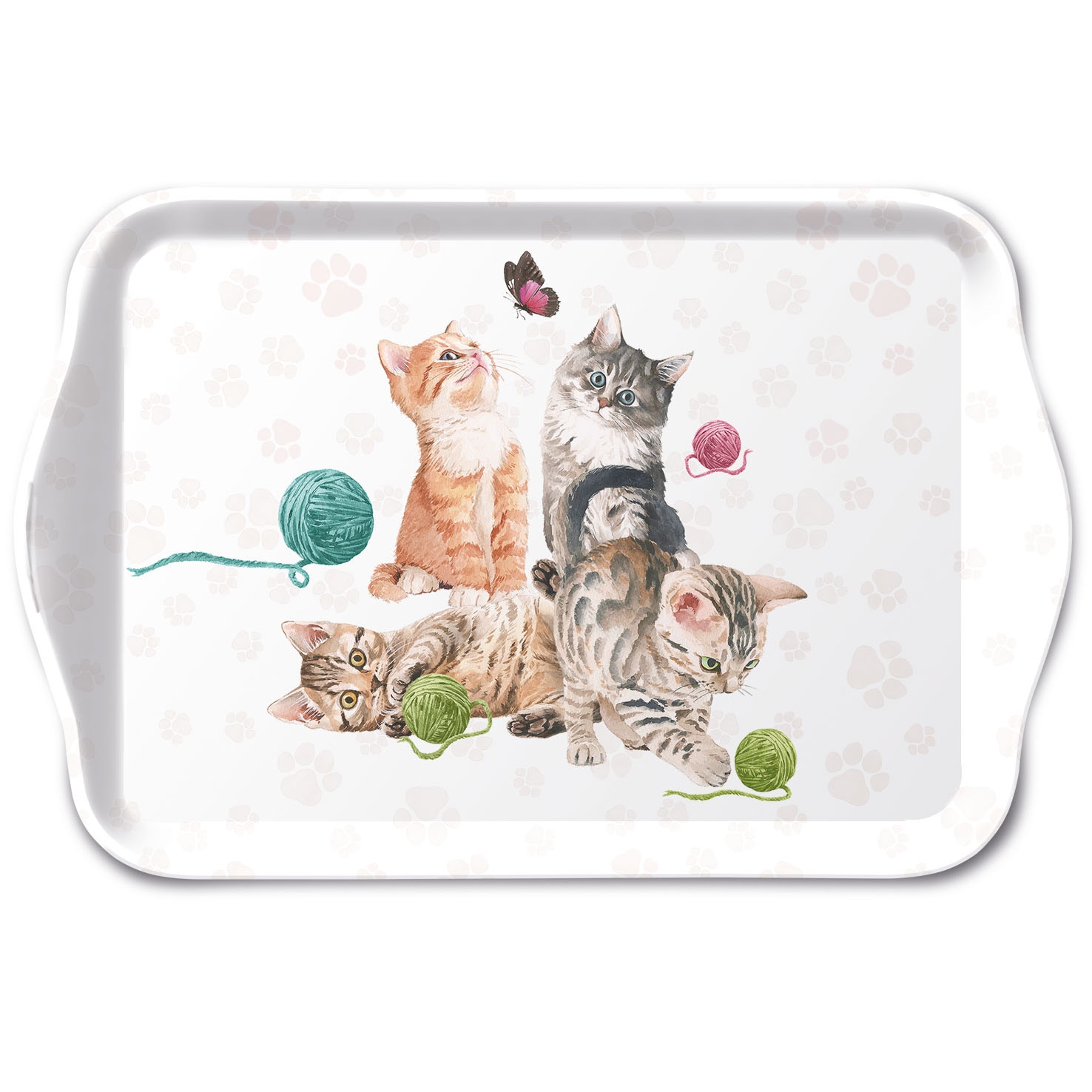 Tablett - Tray Melamine 13x21 cm Playing Kitten