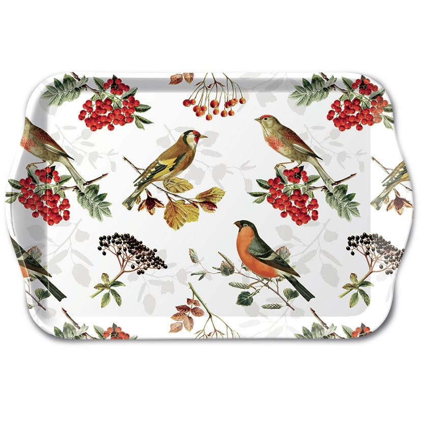 vaschetta - Tray melamine 13x21 cm Autumn birds, Uccello,  Uccello,  Frutti di bosco,  Foglie,  Sambuco