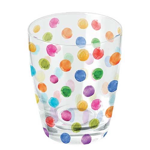 Szkło wodne - Polka dots white, Punkty,  Kolorowy