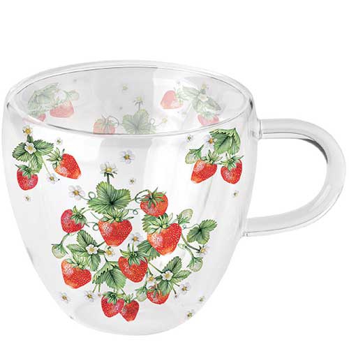 Vidrio de doble pared - Double-walled glass 0.2 L Bunch of strawberries, Fresas