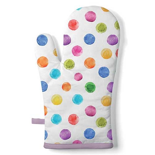 Guanto da forno - Oven mitt Polka dots white, Punti,  Colorato