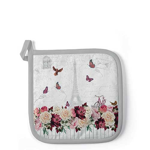 Topflappen - Romantic Paris, Paris,  Eiffelturm,  Schmetterlinge,  Rosen,  Liebe