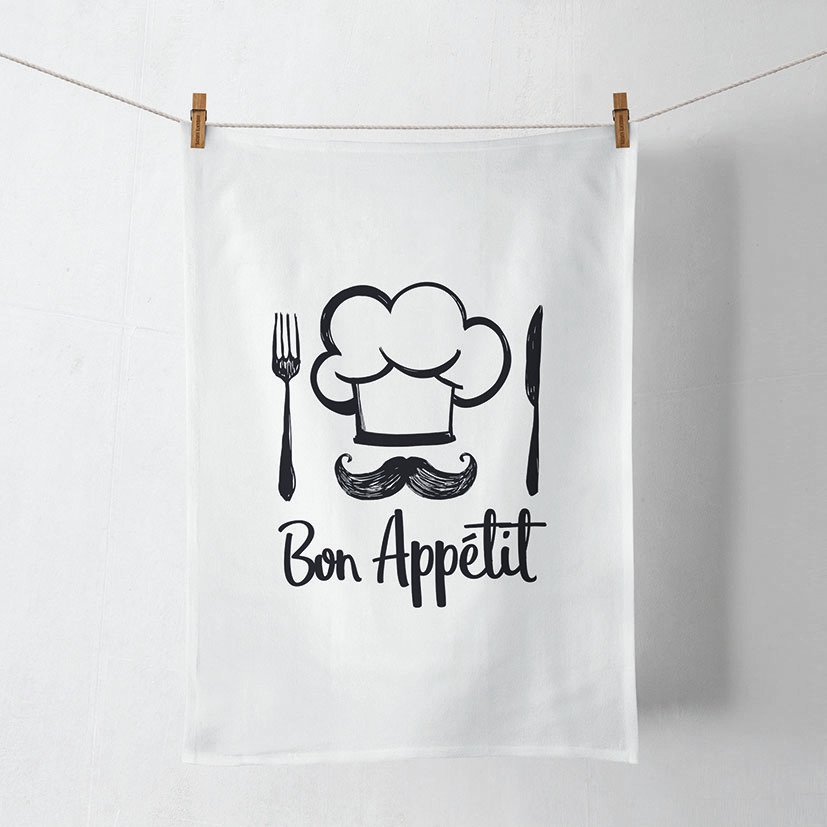 Paño de cocina - Chef White, guiones,  cubiertos,  Gorra,  Bart