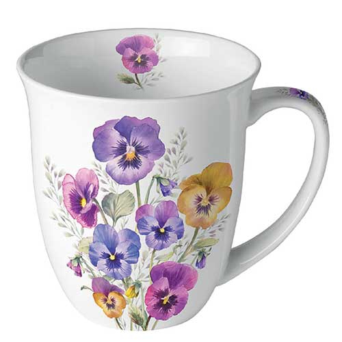 Porzellan-Tasse -  Pansies, Stiefmütterchen,  Blumen,  Wiese,  Frühjahr,  Frühling