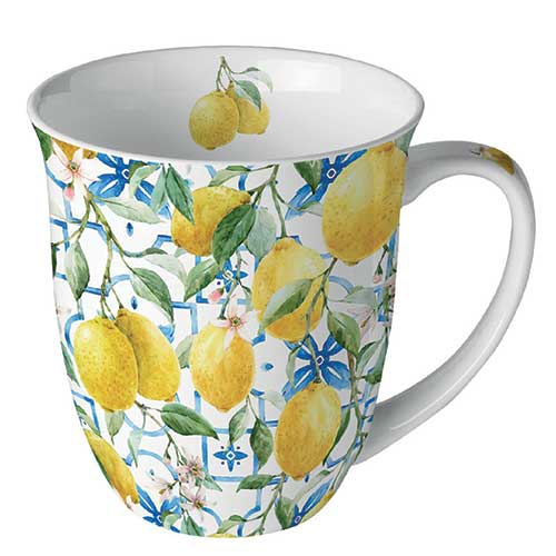 Tazza di porcellana -  Mediterranean lemons, Limoni,  frutta tropicale,  Piastrelle,  Piastrelle