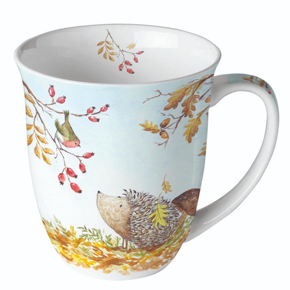 Ambiente Porseleinen mok ca. 400 ml beker bone china mok voor thee of koffie herfst winter Kerstmis Just chatting