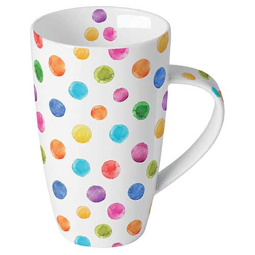 Tazza di porcellana - Polka dots white, Punti,  Colorato