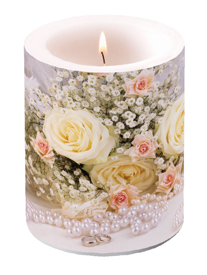 decorative candle - Roses and Pearls, candles, roses decorative candle - Roses and Pearls