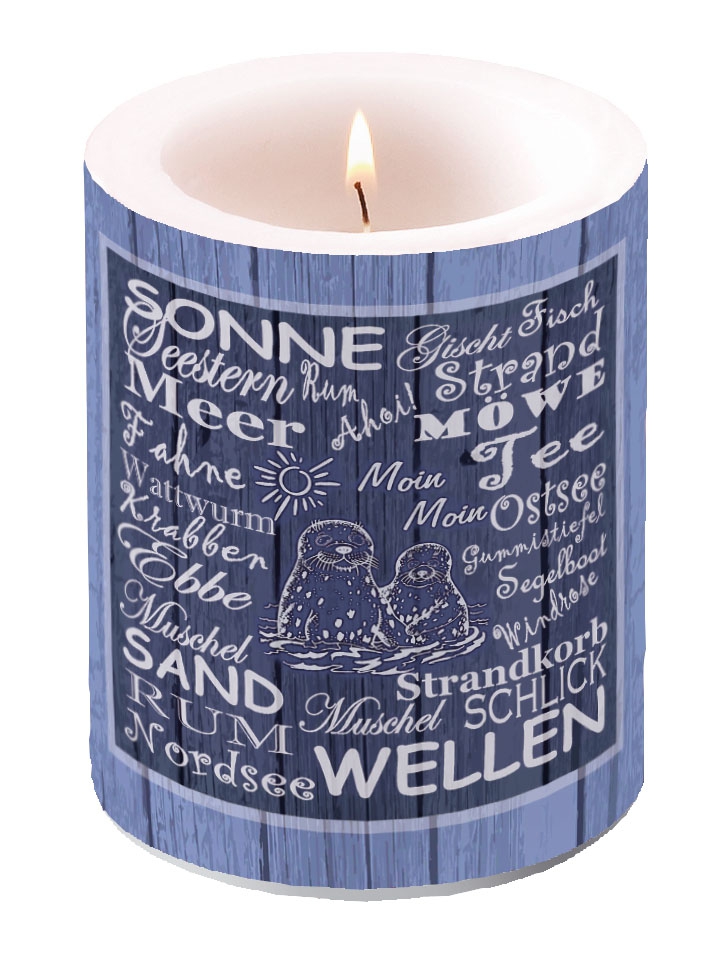 decorative candle - Beach Terms, candles, scripts, seal decorative candle - Beach Terms