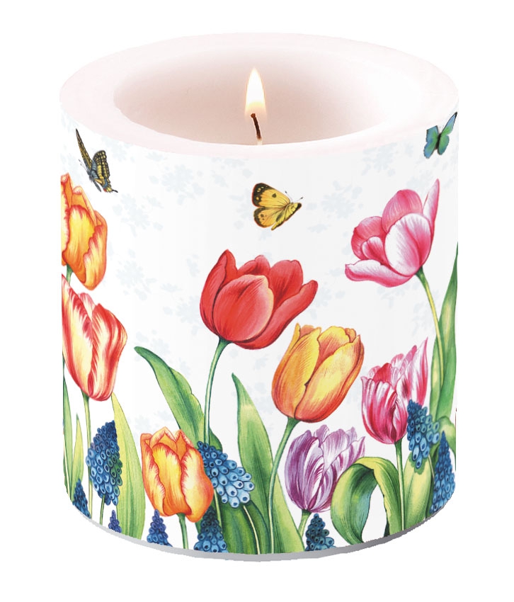 Decorative candle small - Tulips & Muscari