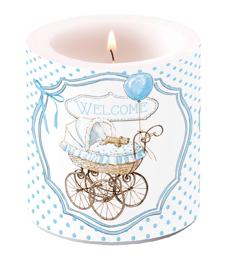 Decorative candle small - Welcome blue