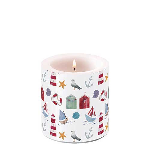 Candela decorativa piccola - Candle small Nautical items, Spiaggia,  Mare,  Gabbiani,  Navi,  Faro