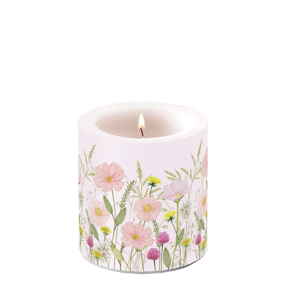 Dekorkerze klein - Pastel flowers pink