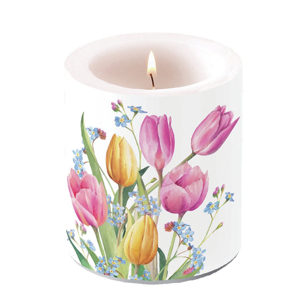 Dekorkerze mittel - Tulips bouquet