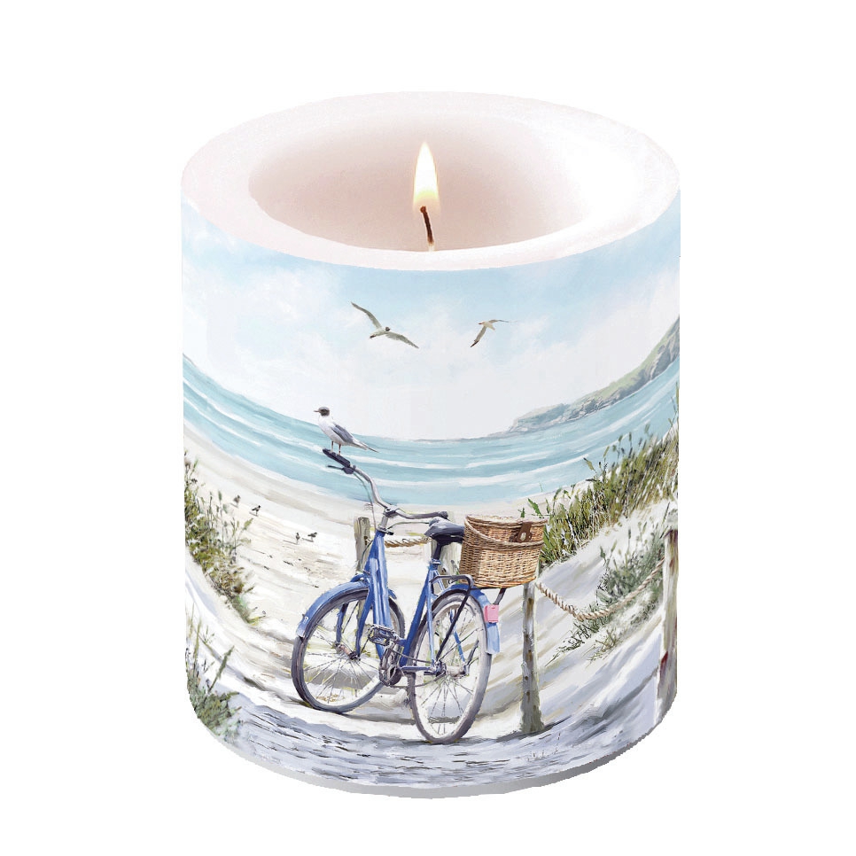 Candela decorativa media - Candle Medium Bike at the Beach