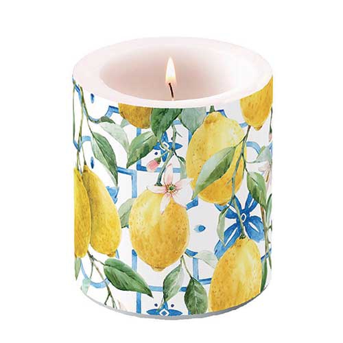 Świeca dekoracyjna średnia - Candle medium Mediterranean lemons, Cytryny,  owoce tropikalne,  P?ytki,  P?ytki
