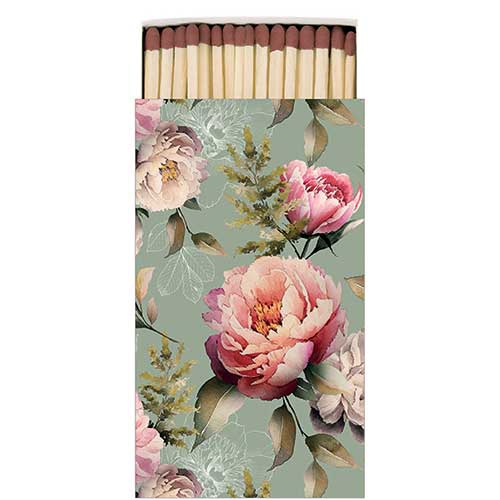 Streichhoelzer - Matches Peonies composition green, Blumen,  Pfingstrosen,  Vintage,  Streichhölzer