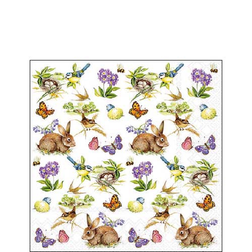 Napkins 25x25 cm - Easter feeling , Rabbit,  Flowers,  Nest,  Rabbits,  Easter eggs,  Birds,  bird,  Butterflies,  Easter,  Animals