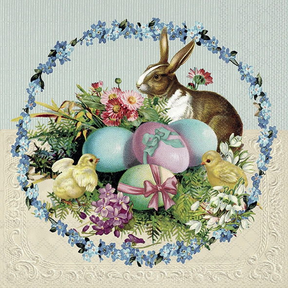 Servietten 33x33 cm - Easter egg wreath 