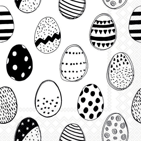 Napkins 33x33 cm - Easter Eggs All Over Black 