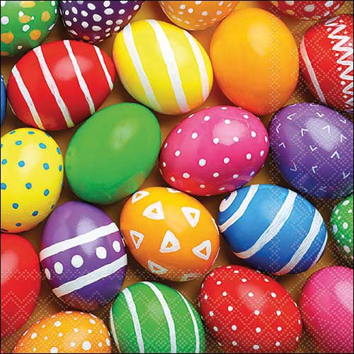 Serviettes 33x33 cm - Painted Easter eggs , ufs colorés,  ufs de Pâques,  Pâques
