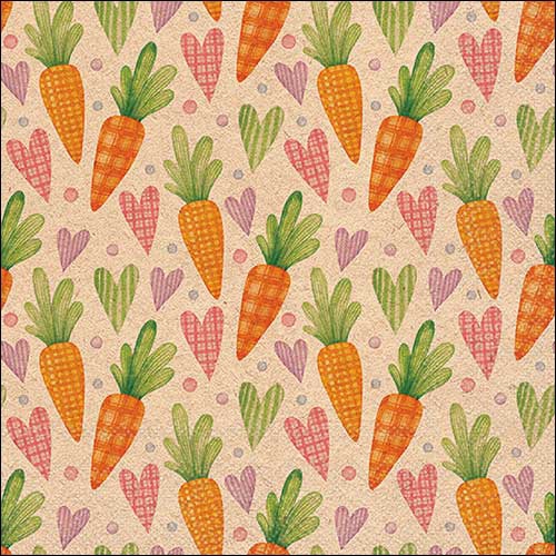 Tovaglioli 33x33 cm - Recycled Carrots and hearts nature , Carote,  Carote,  Cuori,  Conigli,  Verdure,  Pasqua