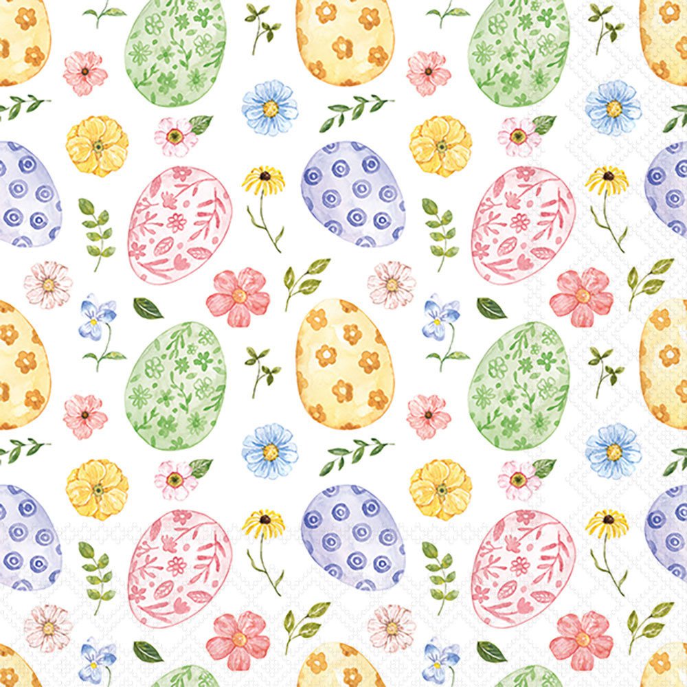 Servetten 33x33 cm - Easter eggs and flowers