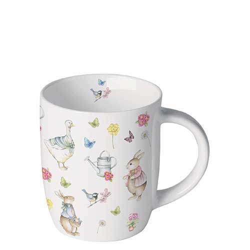 Tazza di porcellana - Mug 0.2 L Easter garden, Coniglietti di Pasqua,  Oca,  Oche,  I fiori,  Narcisi