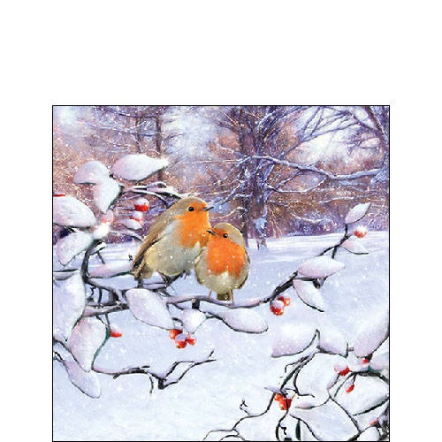 Guardanapos 25x25 cm - Robins On Branch 