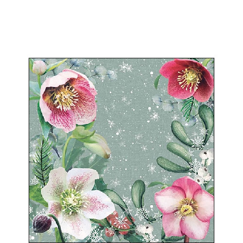 Servietten 25x25 cm - Helleborus Orientalis Green 