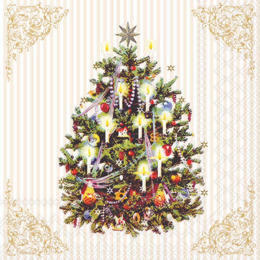 Servietten 25x25 cm - X-Mas Tree Cream 