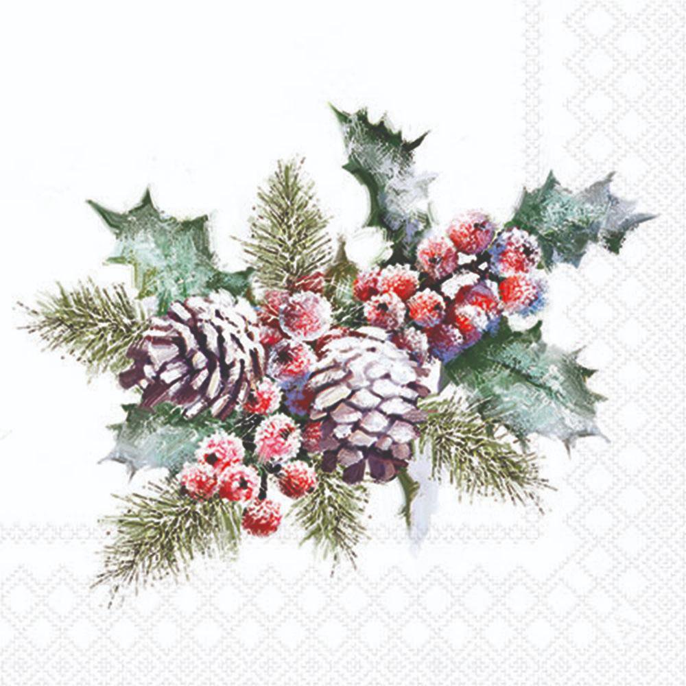 餐巾25x25厘米 - Holly And Berries 