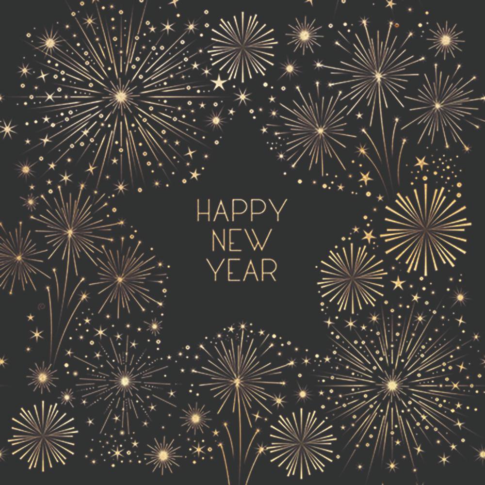 Servietten 25x25 cm - Golden new year, Silvester,  Neujahr