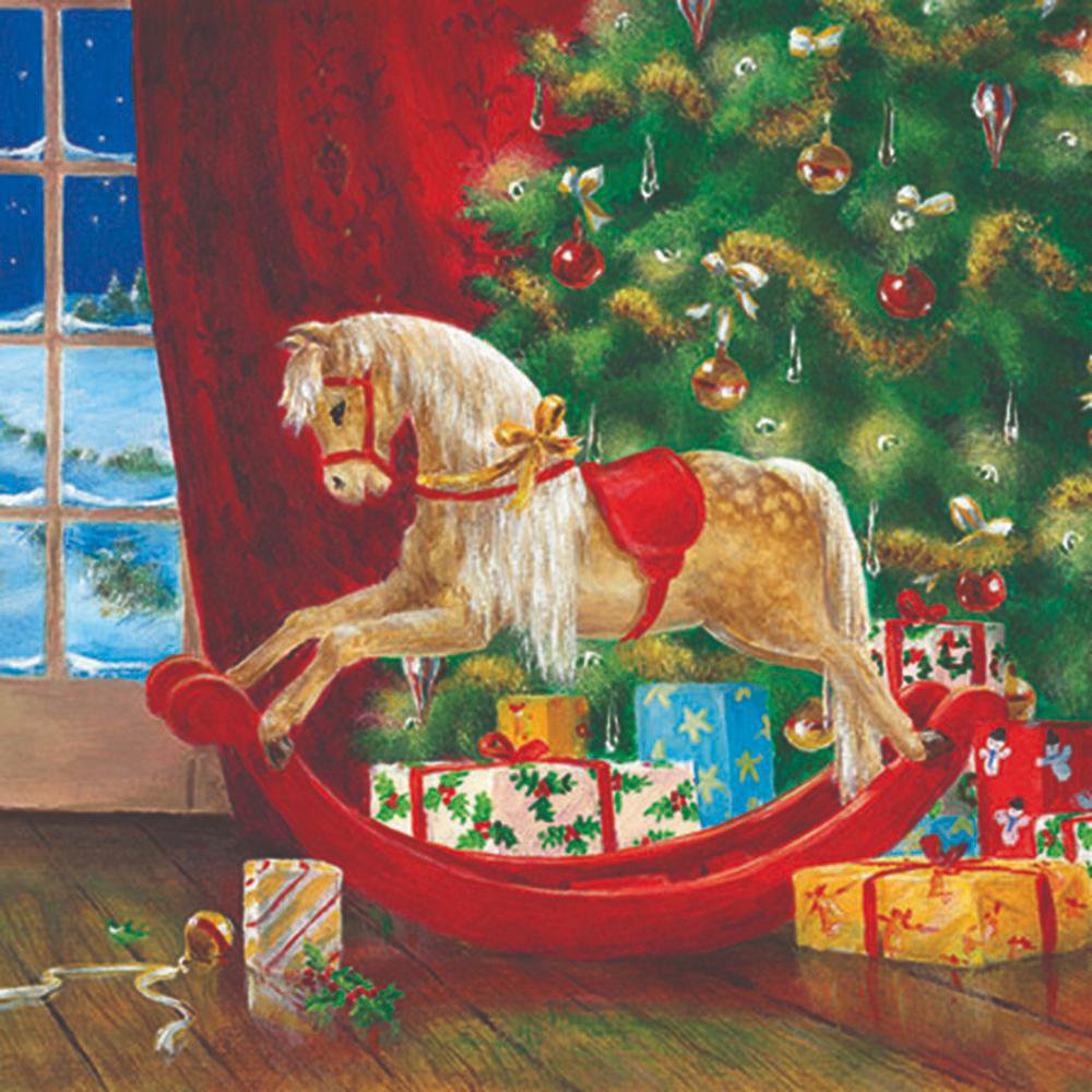 Tovaglioli 25x25 cm - Wooden rocking horse, Regali,  Abete,  Albero di Natale,  abete,  albero di Natale