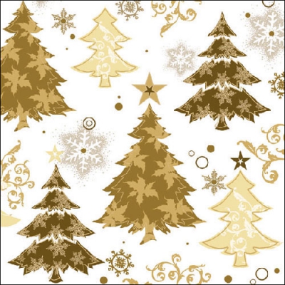 Servietten 33x33 cm - Design Trees Gold, Tannenbaum Servietten 33x33 cm - Design Trees Gold